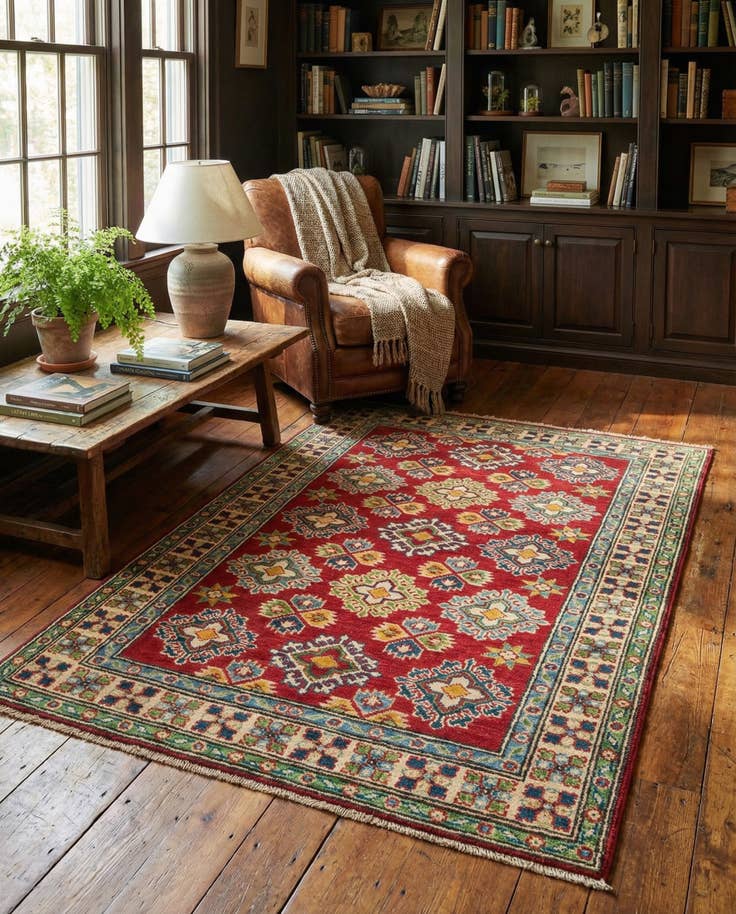 Detail image of 3' 4 x 4' 10 Hand Knotted Kazak Rug