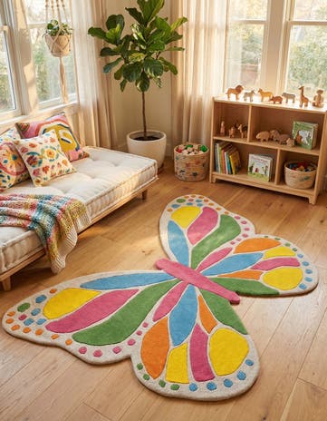 4' 1 x 6' 1 Happy Rugs Butterfly Wool