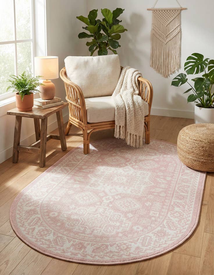 Detail image of 3' x 5' 3 Washable Aztec Indoor / Outdoor Oval Rug