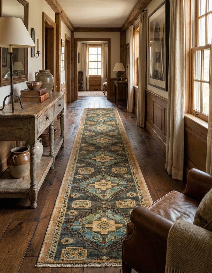 Detail image of 1' 9 x 11' 10 Hand Knotted Oushak Wool Runner Rug