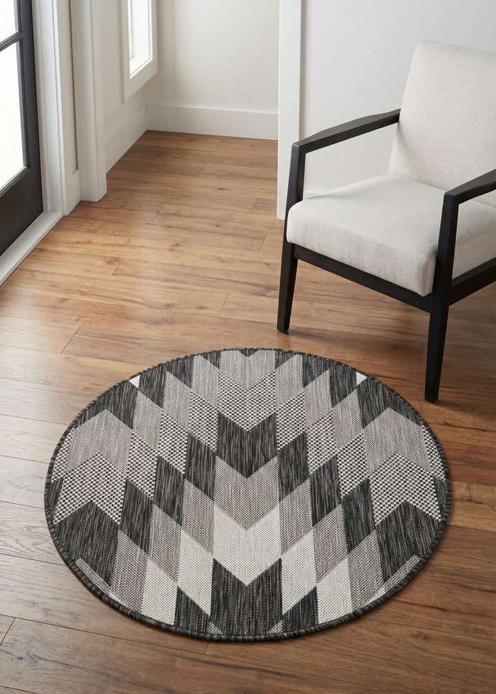 3' x 3' Easy-Clean Modern Indoor / Outdoor Round Rug
