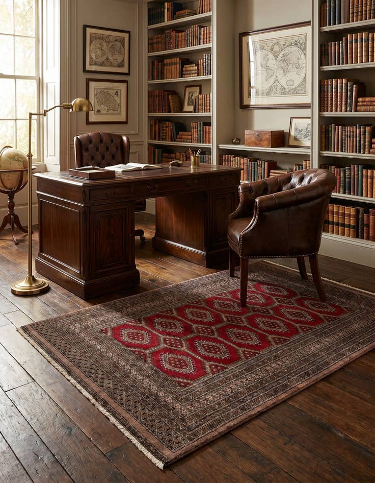 Detail image of 4' 1 x 5' 11 Hand Knotted Bokhara Oriental Wool Rug