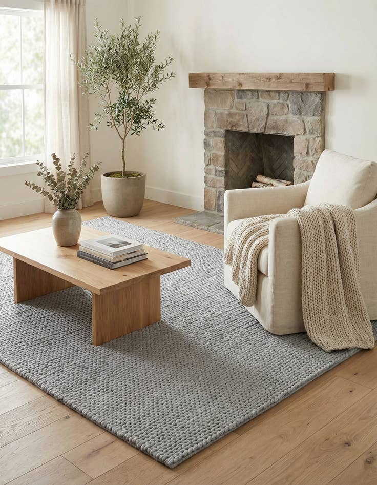 Detail image of 5' 1 x 8'  Hand Woven Lana New Zealand Wool Rug