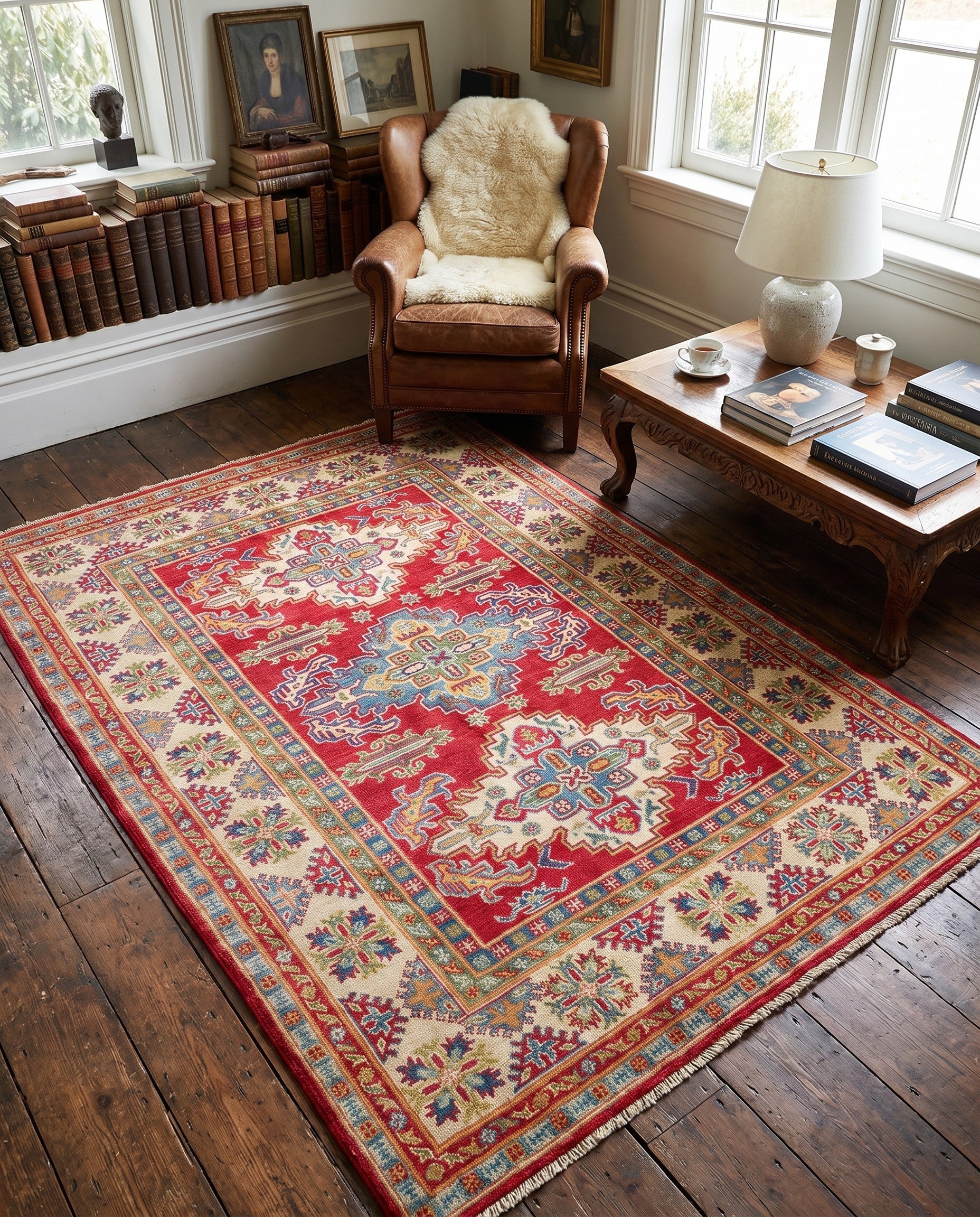 Detail image 3 of 10: 4' 11 x 6' 9 Hand Knotted Kazak Rug