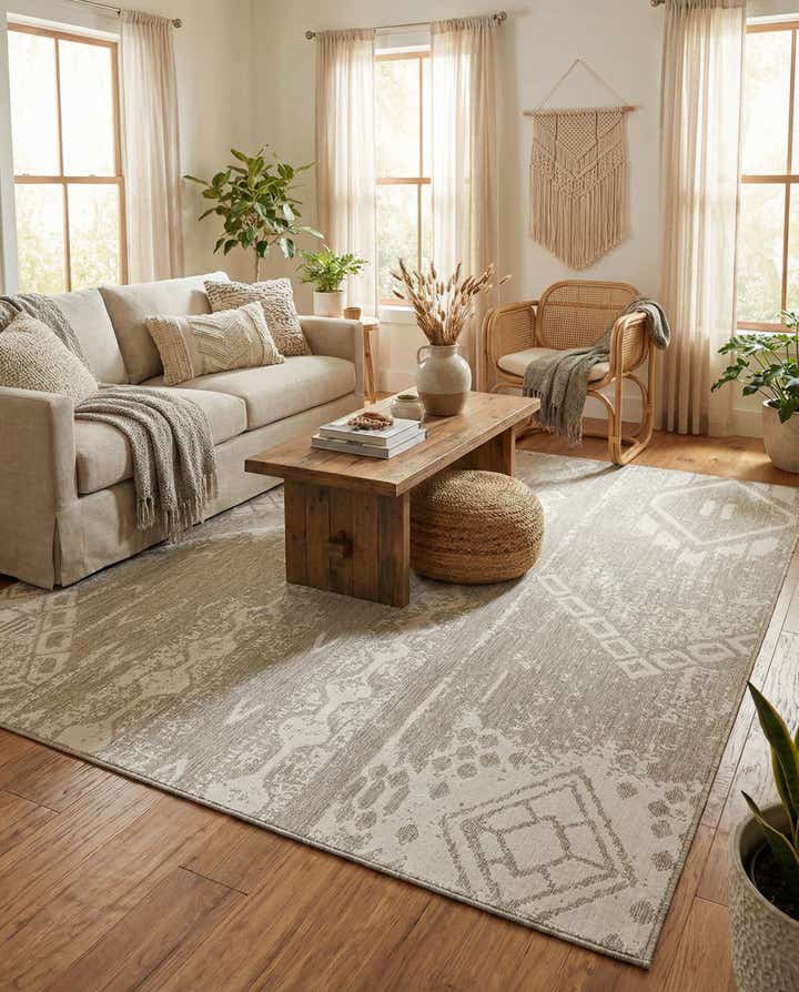 10' 8 x 10' 8 Easy-Clean Bohemian Indoor / Outdoor Square Rug