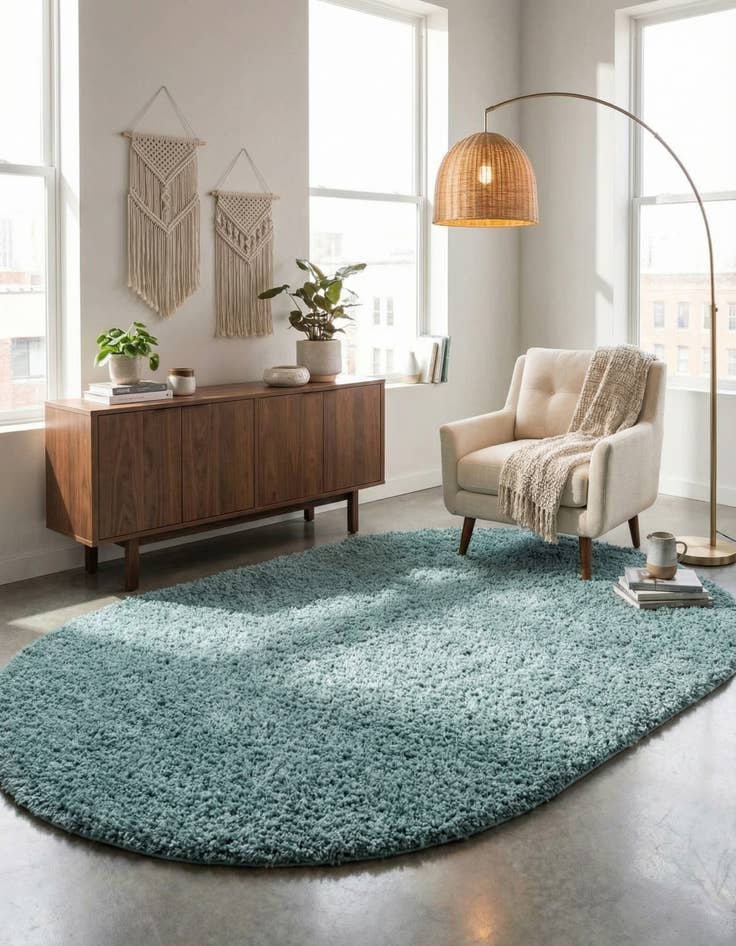 Detail image of 7' 10 x 10' Solid Shag Oval Rug