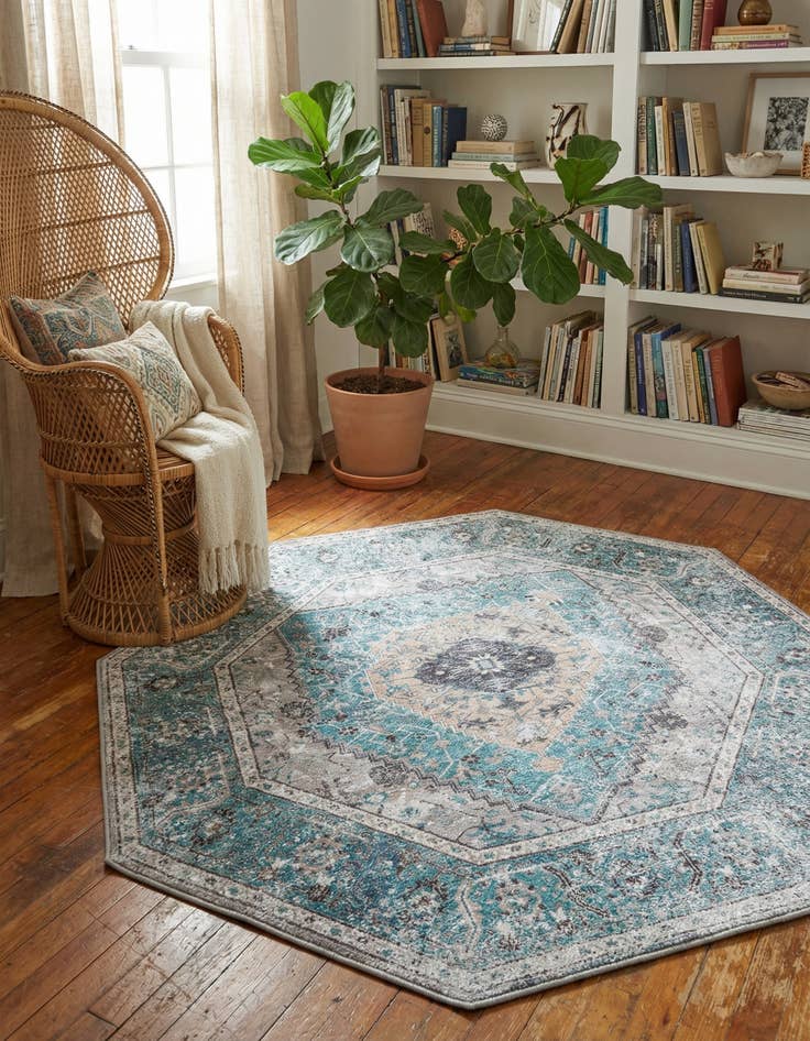 Detail image of 5' x 5' Washable Yara Octagon Rug