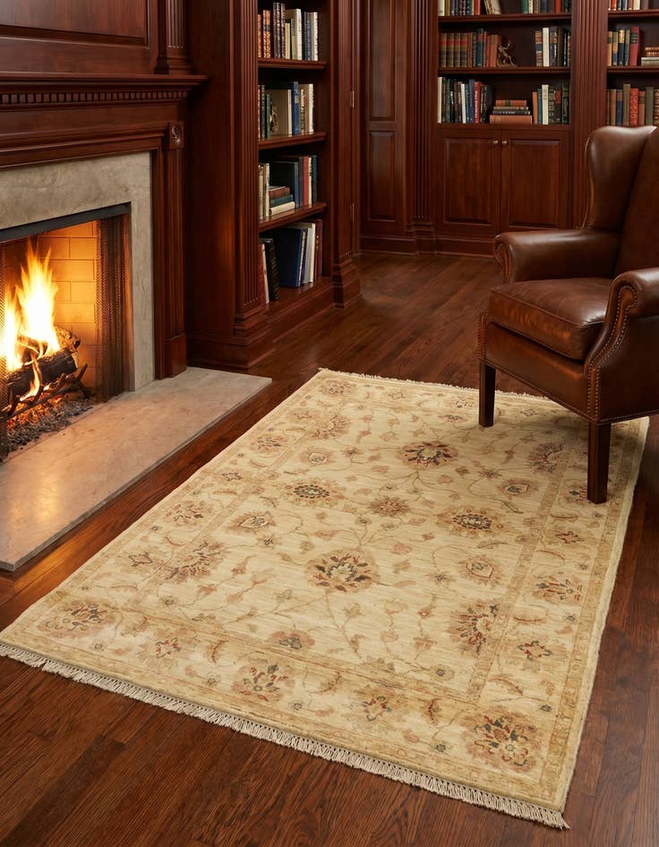 Detail image of 3' 5 x 4' 9 Hand Knotted Peshawar Ziegler Rug