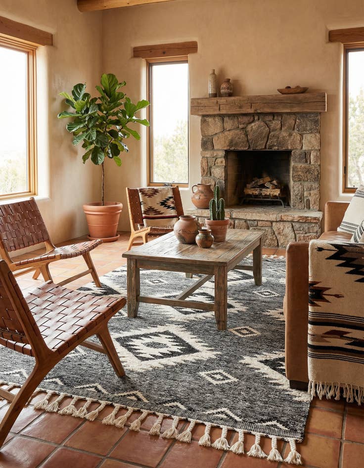 Detail image of 5' 1 x 8' Hand Woven Arizona Wool Rug