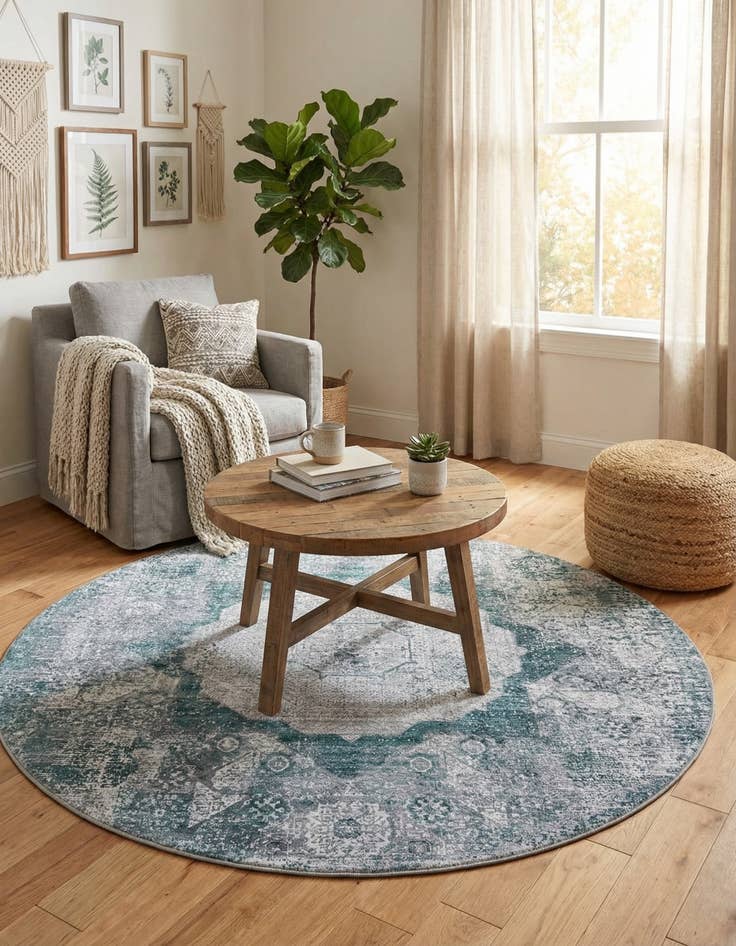 Detail image of 6' x 6' Washable Yara Round Rug