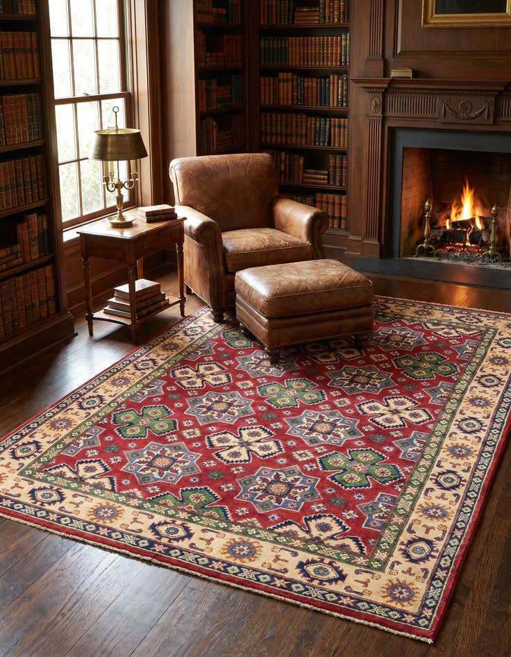 Detail image of 4' 9 x 6' 5 Hand Knotted Kazak Rug
