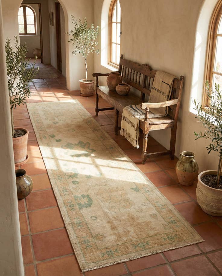 Detail image of 2' 9 x 9' 9 Hand Knotted Oushak Wool Runner Rug