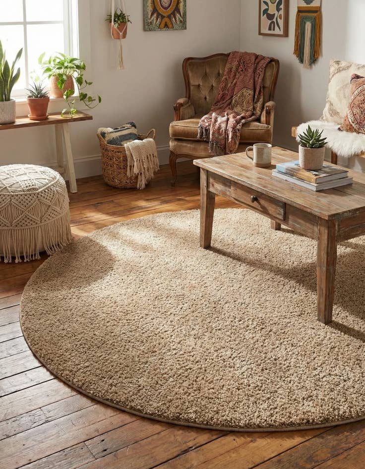 Detail image of 4' x 4' Soft Solid Shag Round Rug