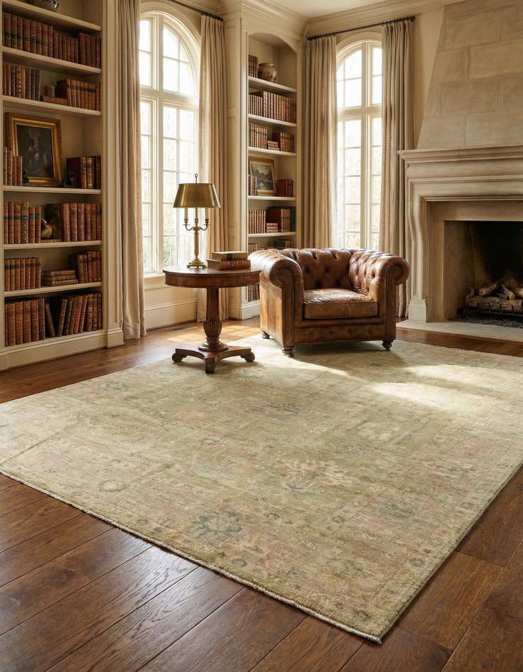 Detail image of 8' 3 x 9' 10 Hand Knotted Oushak Wool Rug