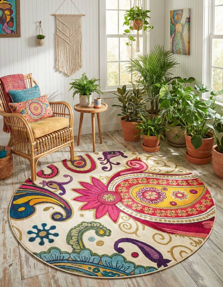 Detail image of 8' x 8'  Washable Casablanca Round Rug