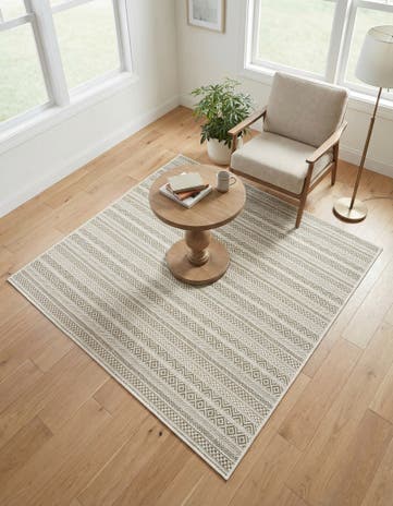 Green Easy-Clean Ribbon Indoor / Outdoor Square Rug