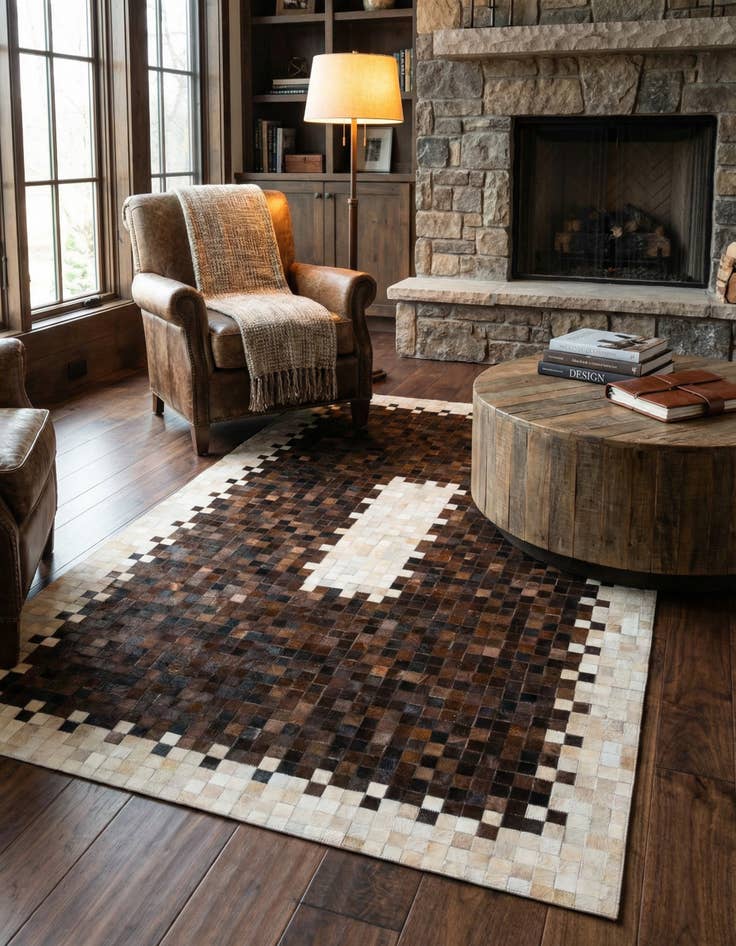 Detail image of 5' x 8' 1 Cowhide Stocks Rug