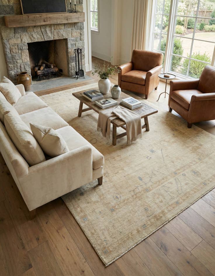 Detail image of 9' 10 x 13' 6 Hand Knotted Oushak Wool Rug