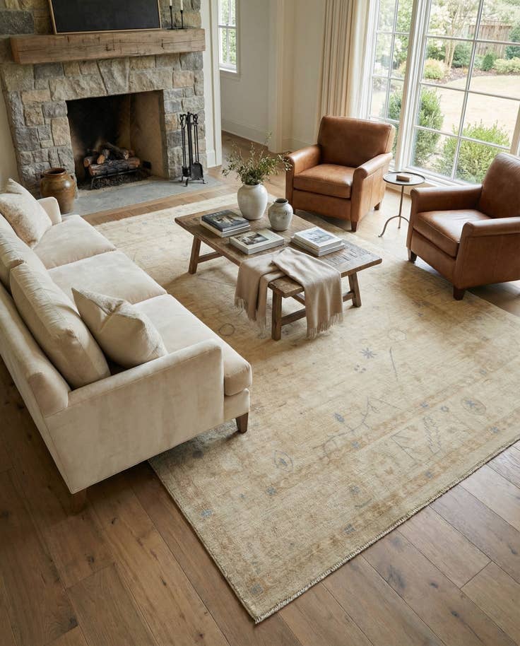 Detail image of 9' 10 x 13' 6 Hand Knotted Oushak Wool Rug