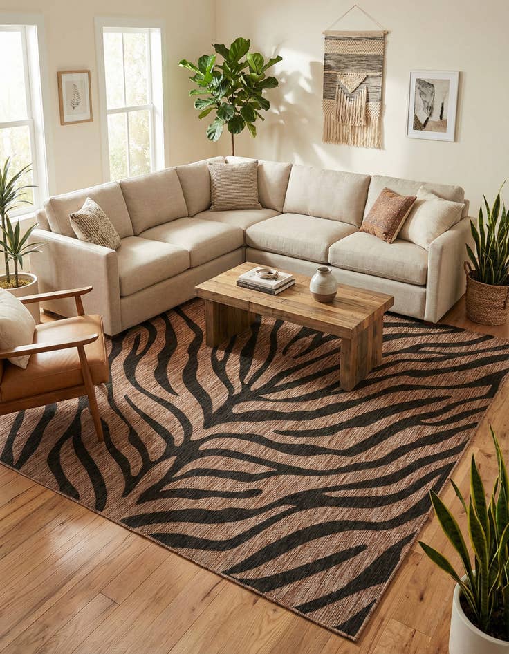 Detail image of 10' x 10'  Washable Safari Indoor / Outdoor Square Rug