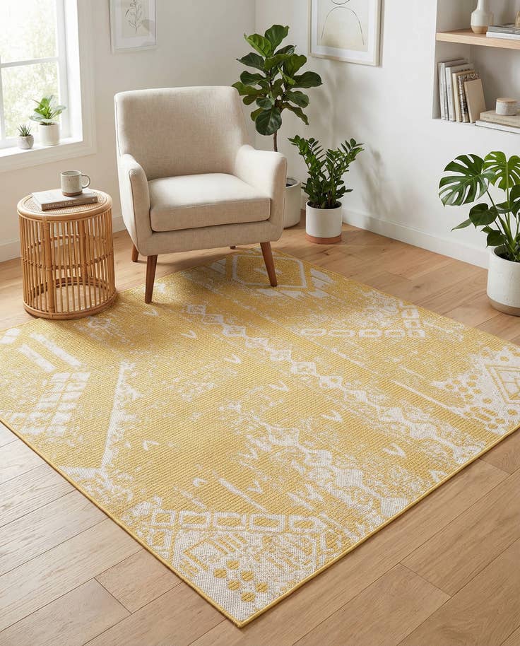 Detail image of 5' 3 x 5' 3 Easy-Clean Bohemian Indoor / Outdoor Square Rug