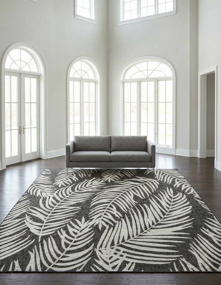 Detail image of 13' x 13'  Washable Botanical Indoor / Outdoor Square Rug