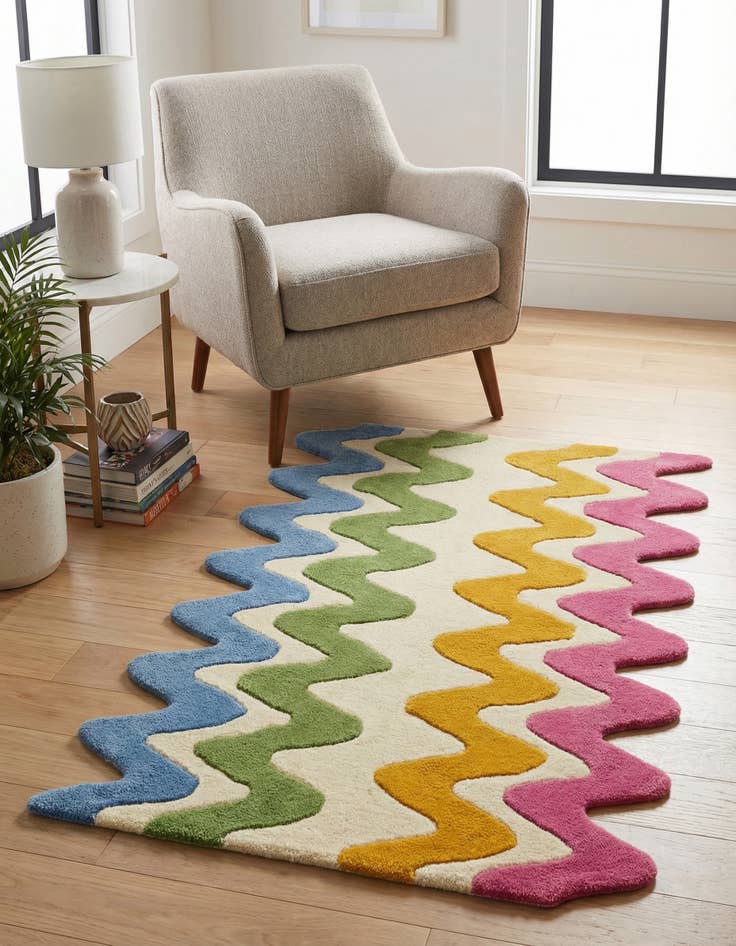 Detail image of 3' 1 x 5' 3 Happy Rugs Wavy Wool