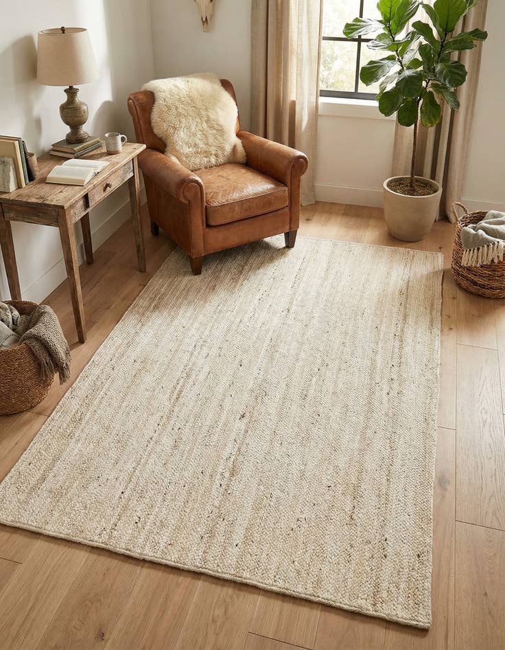 Detail image of 5' 1 x 8' Handmade Braided Jute Rug