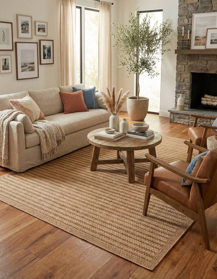 Detail image of 7' 10 x 10' Washable Border Indoor / Outdoor Rug