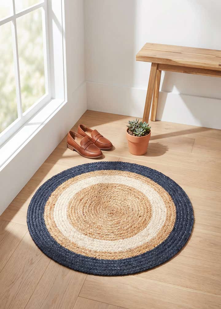 2' x 2' Handmade Braided Jute Round Rug