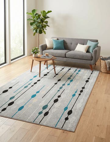 Gray Easy-Clean Modern Indoor / Outdoor Rug