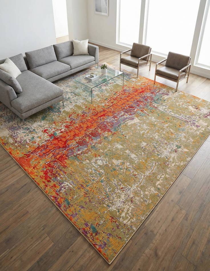 Detail image of 10' x 10' Washable Modern Indoor / Outdoor Square Rug