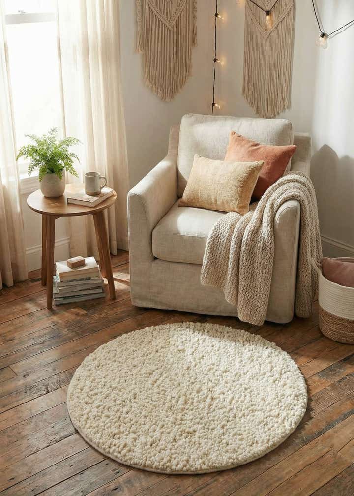 3' 1 x 3' 1 Hand Woven Haka Deluxe Shag Round Rug