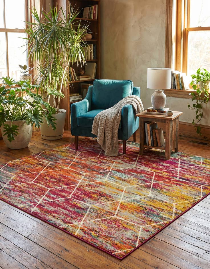 Detail image of 7' x 7' Lattice Frieze Square Rug