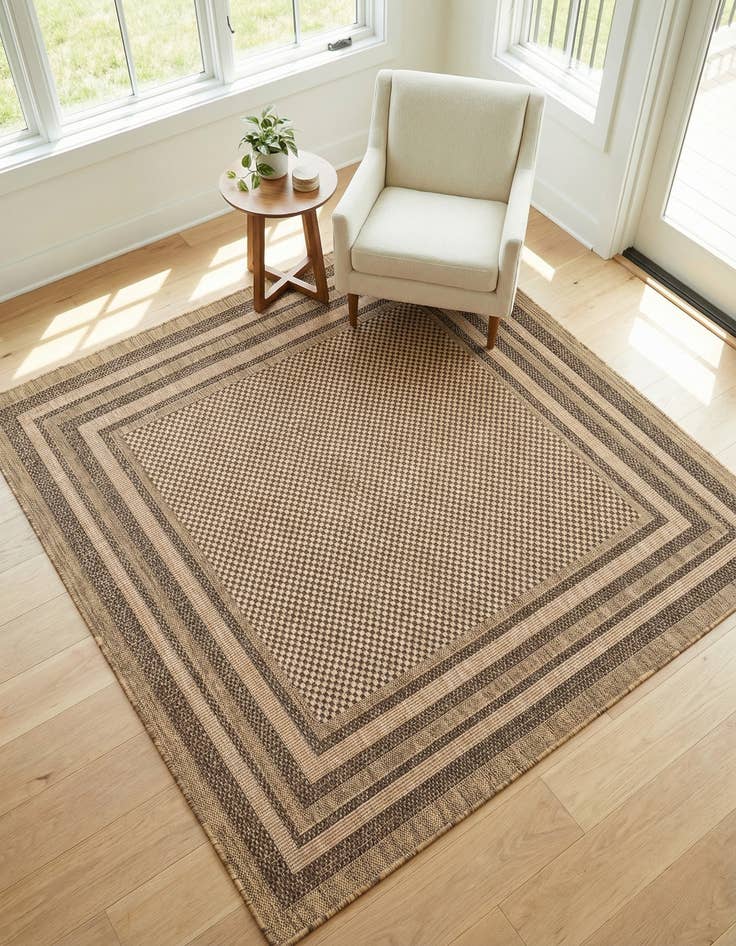 Detail image of 6' x 6' Easy-Clean Border Indoor / Outdoor Square Rug
