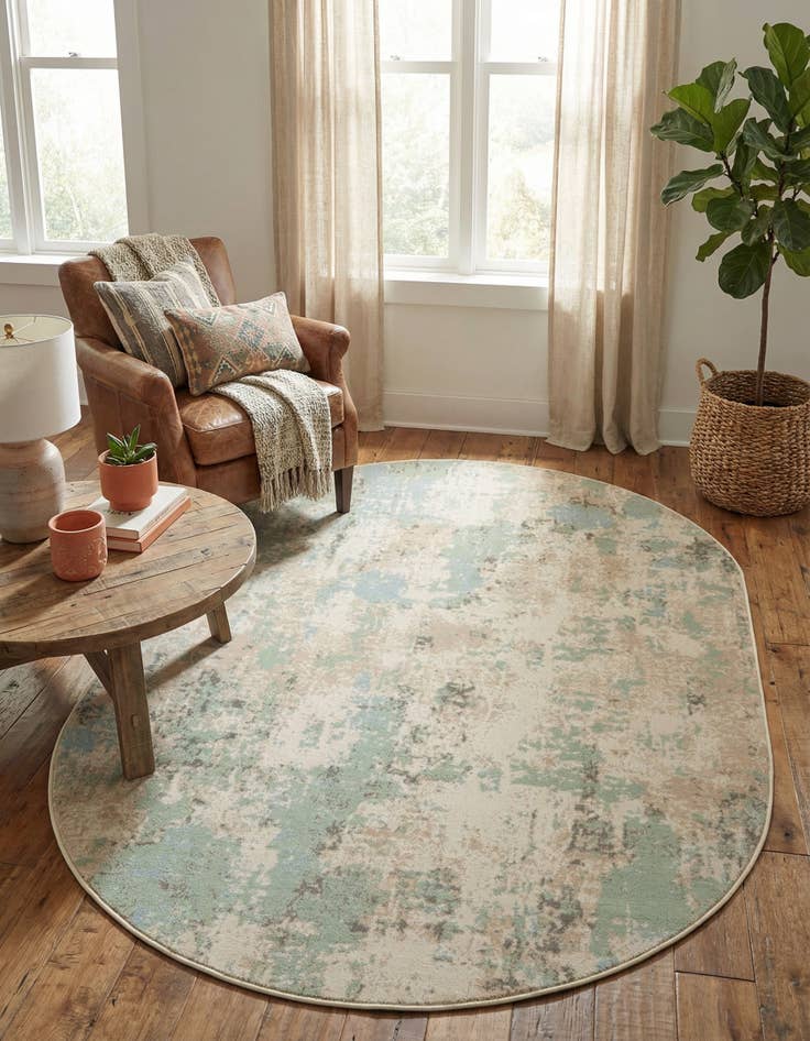 Detail image of 5' x 8' Lotus Oval Rug