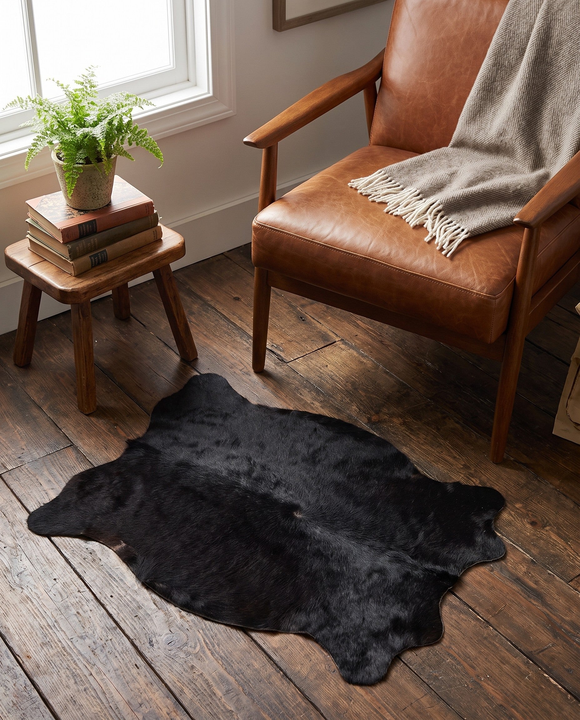 1' 8 x 2' 6 Cowhide Leather Rug