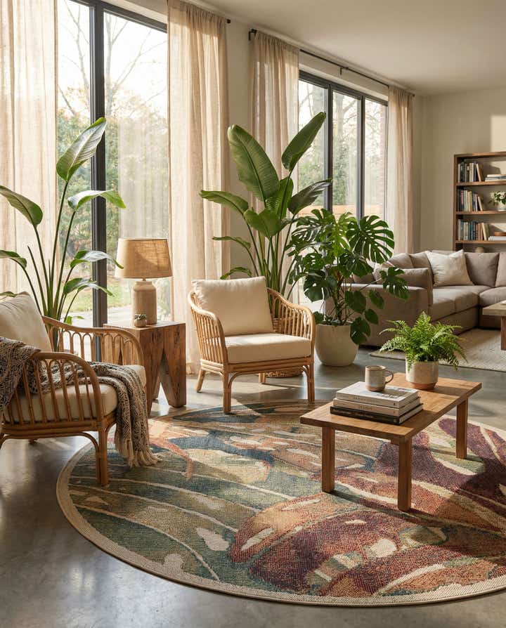 7' x 7' Easy-Clean Baja Indoor / Outdoor Round Rug