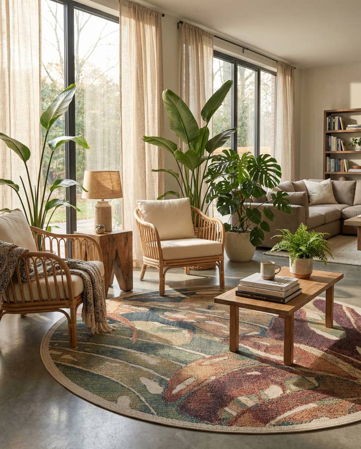 Detail image of 7' x 7' Easy-Clean Baja Indoor / Outdoor Round Rug