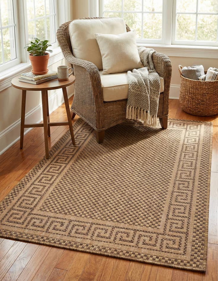 Detail image of 3' 3 x 5' Washable Border Indoor / Outdoor Rug