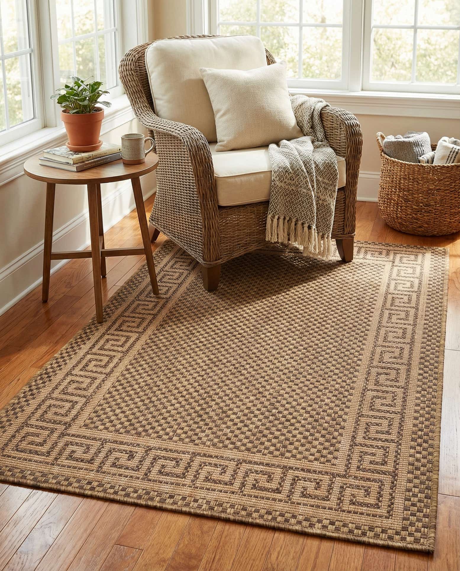 3' 3 x 5' Easy-Clean Border Indoor / Outdoor Rug