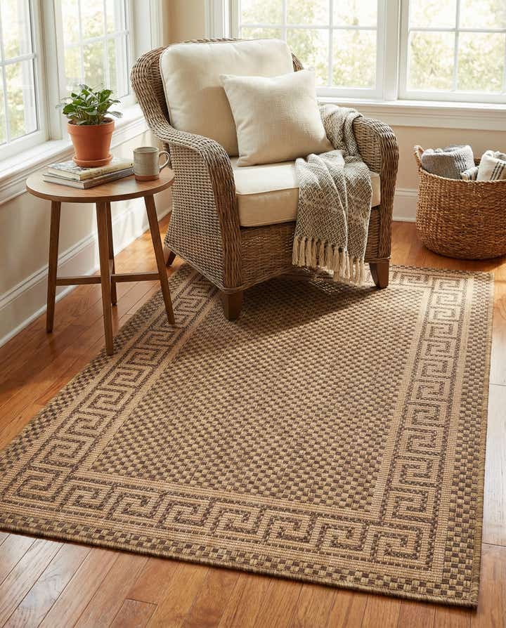 3' 3 x 5' Easy-Clean Border Indoor / Outdoor Rug
