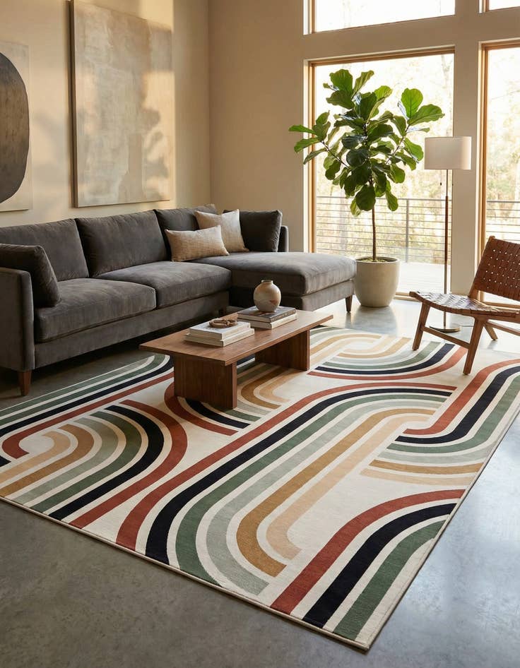 Detail image of 10' x 14'  Washable Modern Indoor / Outdoor Rug