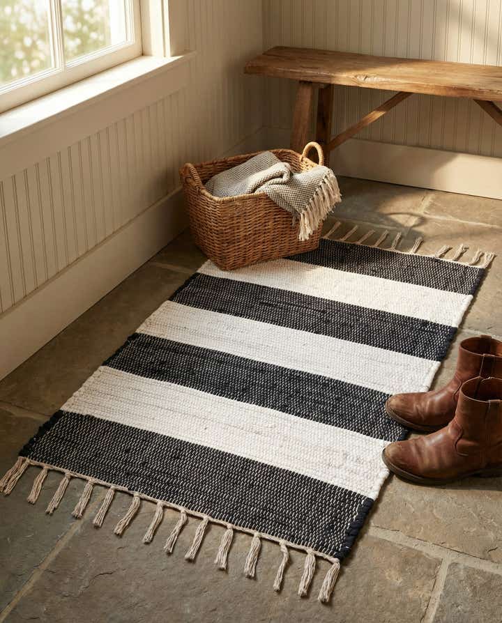 2' x 3' 1 Hand Woven Chindi Rag Rug