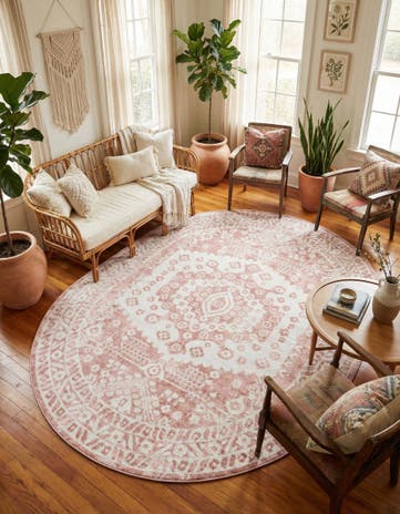 Pink Oxford Oval Rug