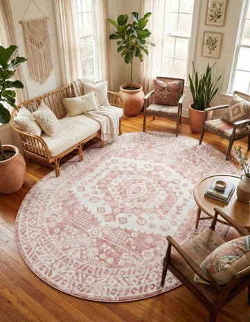 Pink Oxford Oval Rug