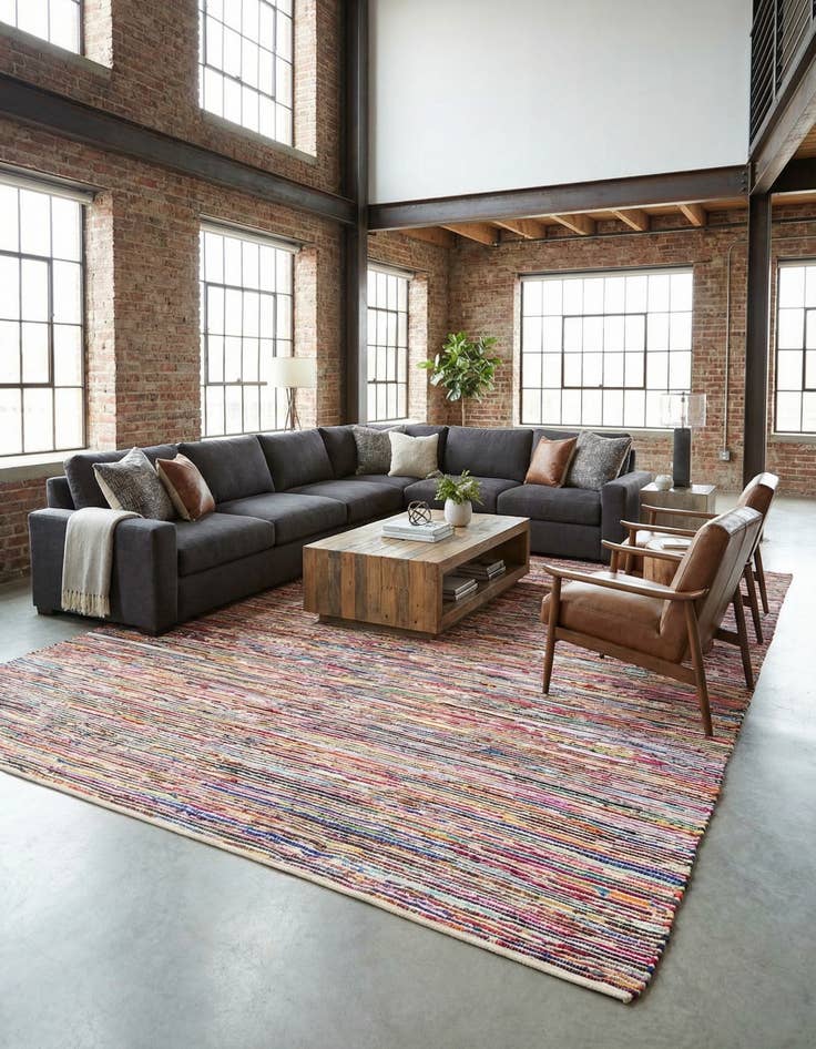 Detail image of 10' x 14' Hand Woven Chindi Cotton Rug