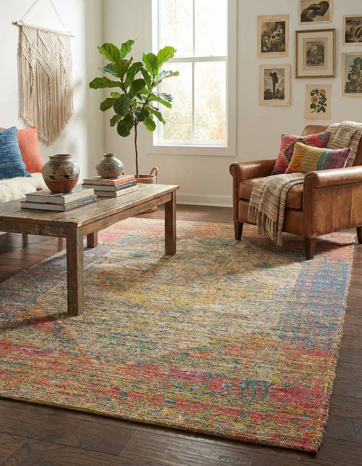 Detail image of 5' 3 x 8' Hand Woven Chenille Jute Rug