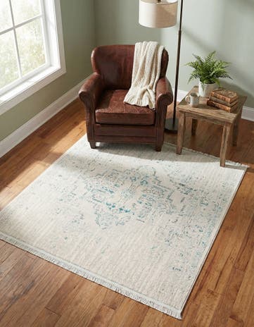 Beige New Vintage Square Rug