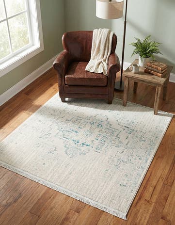 Beige New Vintage Square Rug